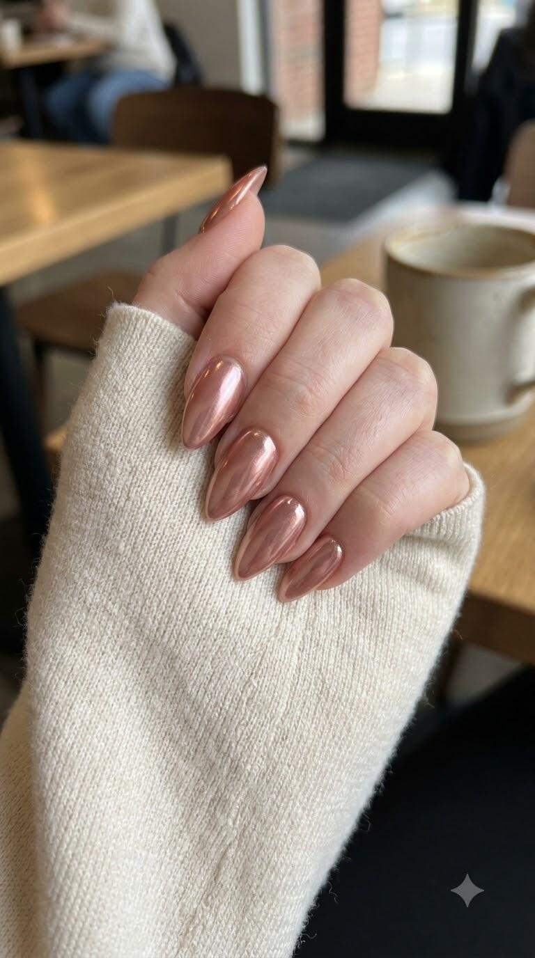 Rose Gold Stiletto Nails