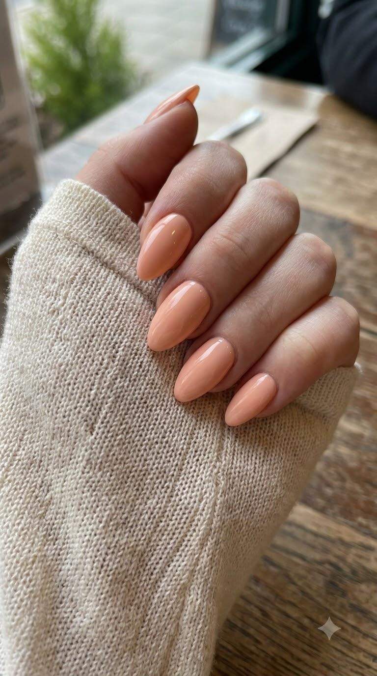 Soft Peach Acrylic Almond Nails