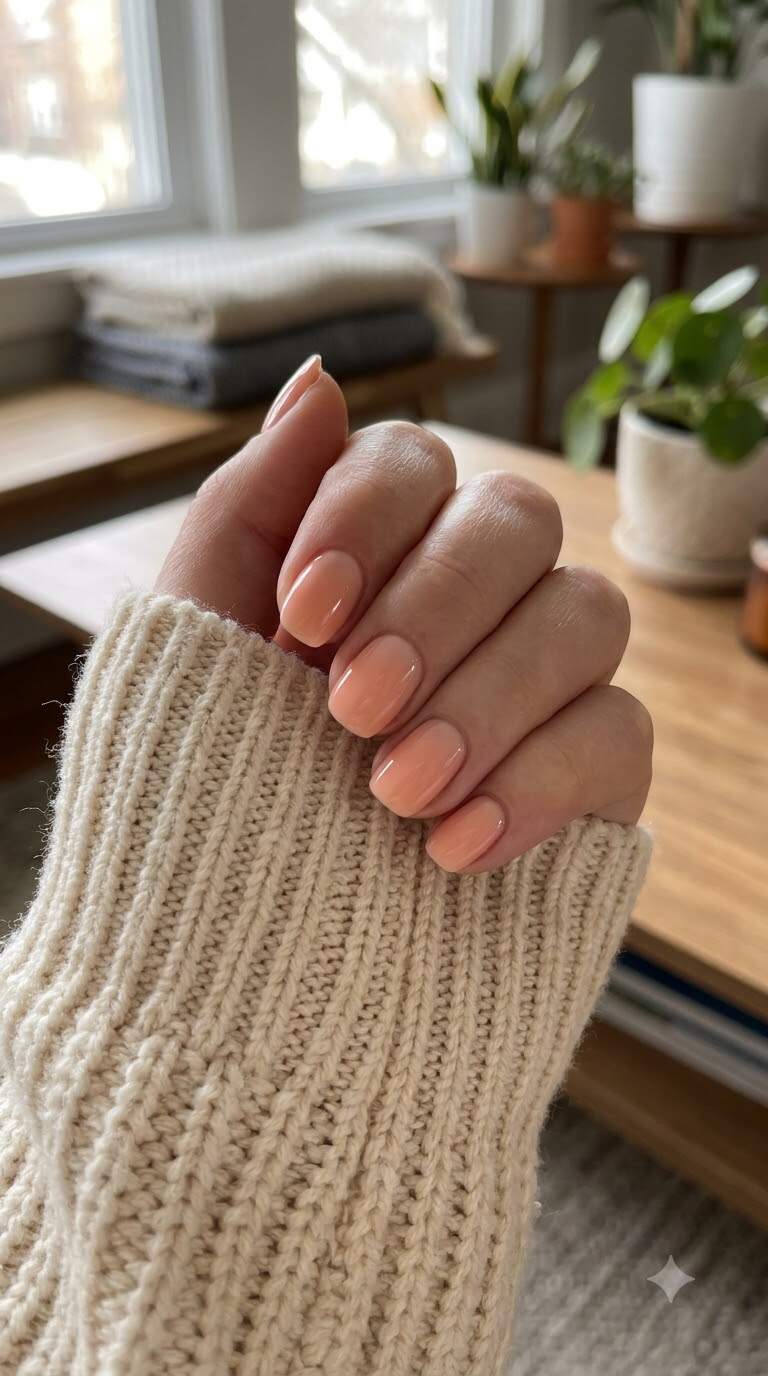 Soft Peach Ombre Nail