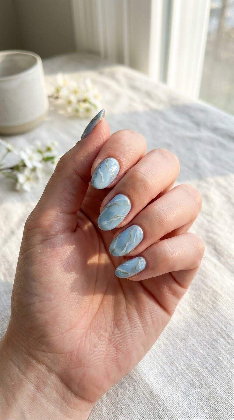 Sophisticated Light Blue Marbling