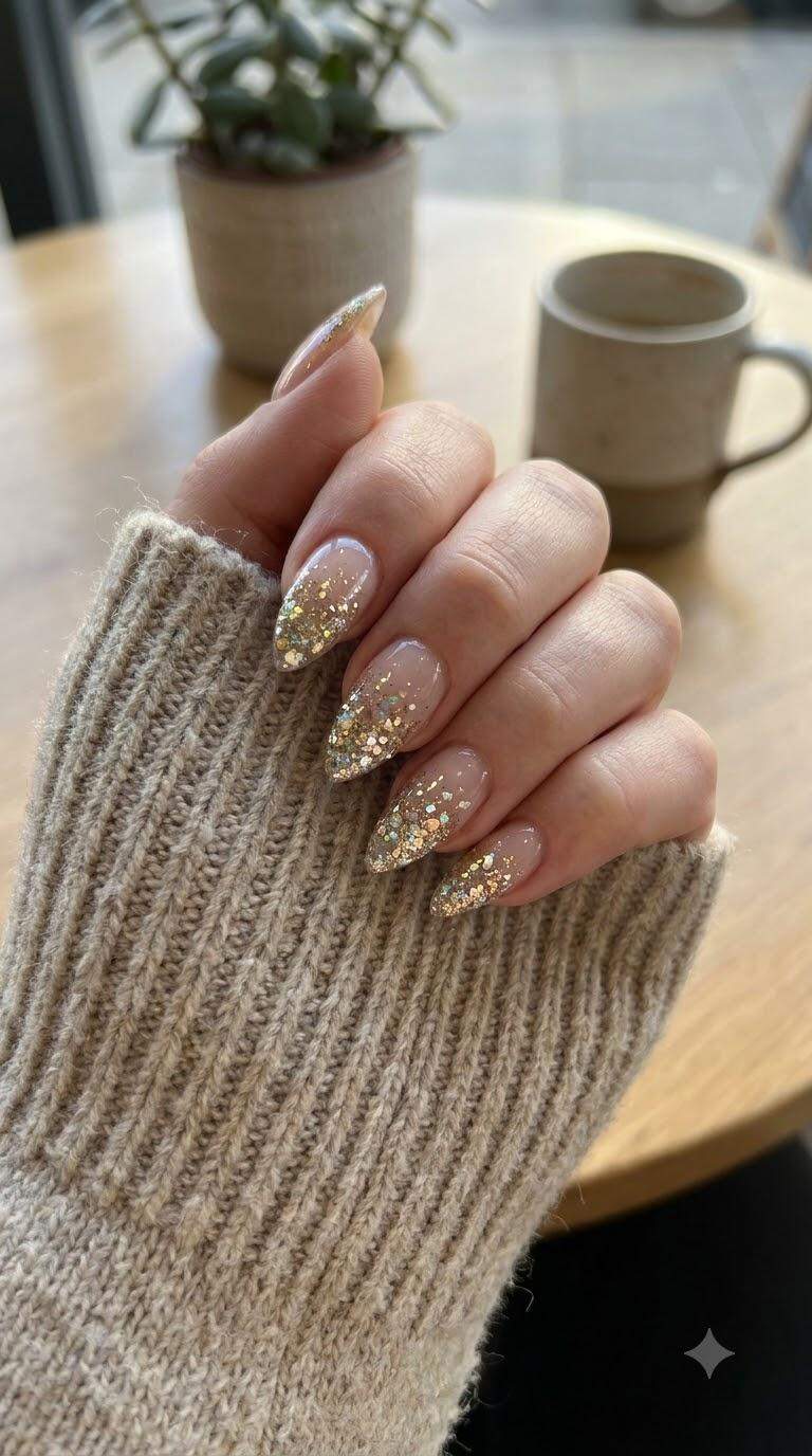 Stiletto Nail Art with Glitter