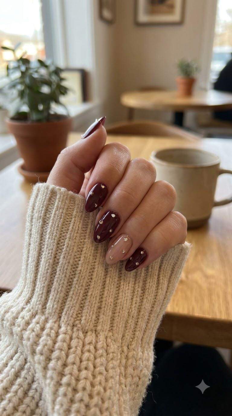 Stunning Studded Almond Nails