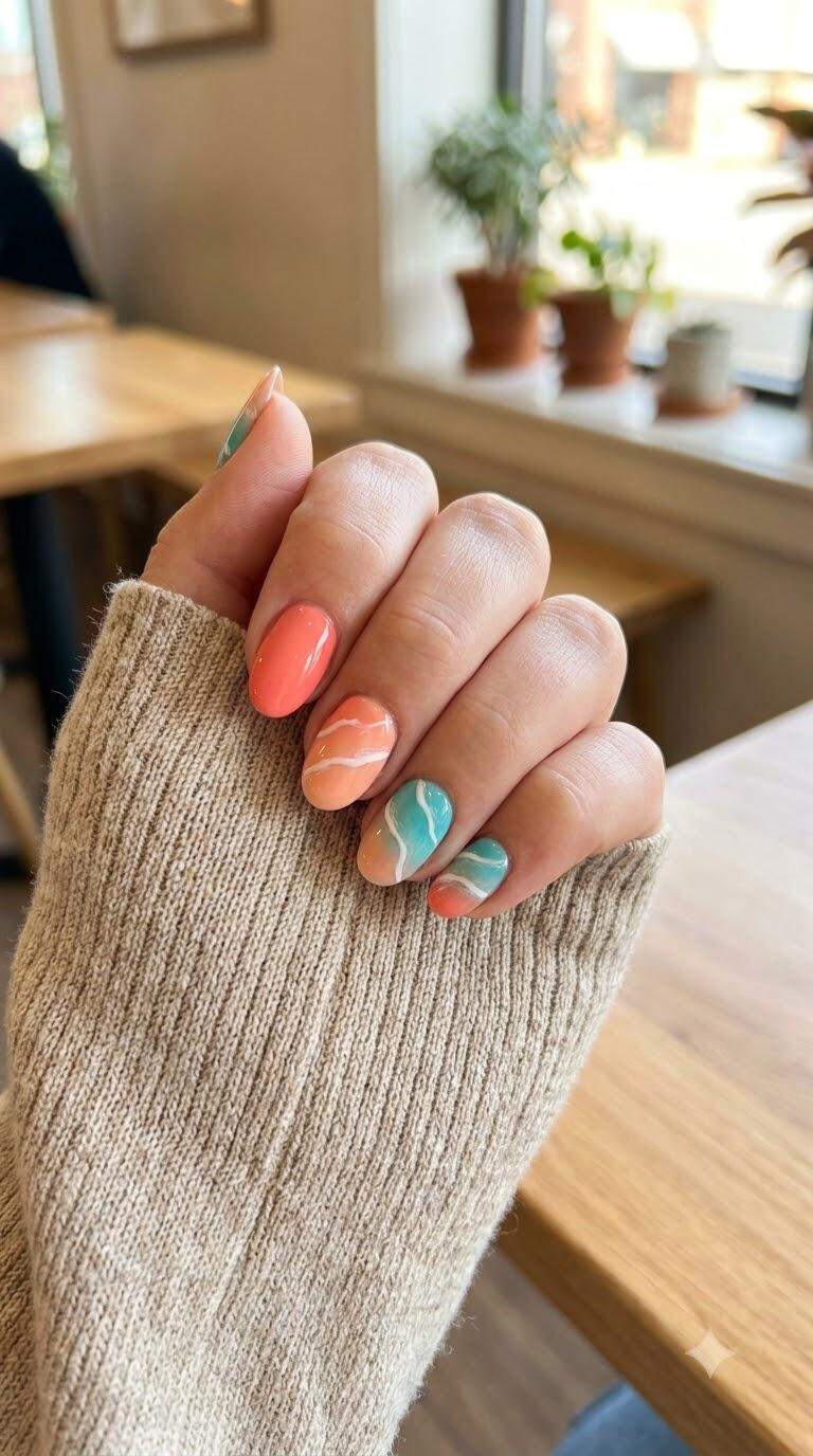 Sunkissed Beach Wave Nails