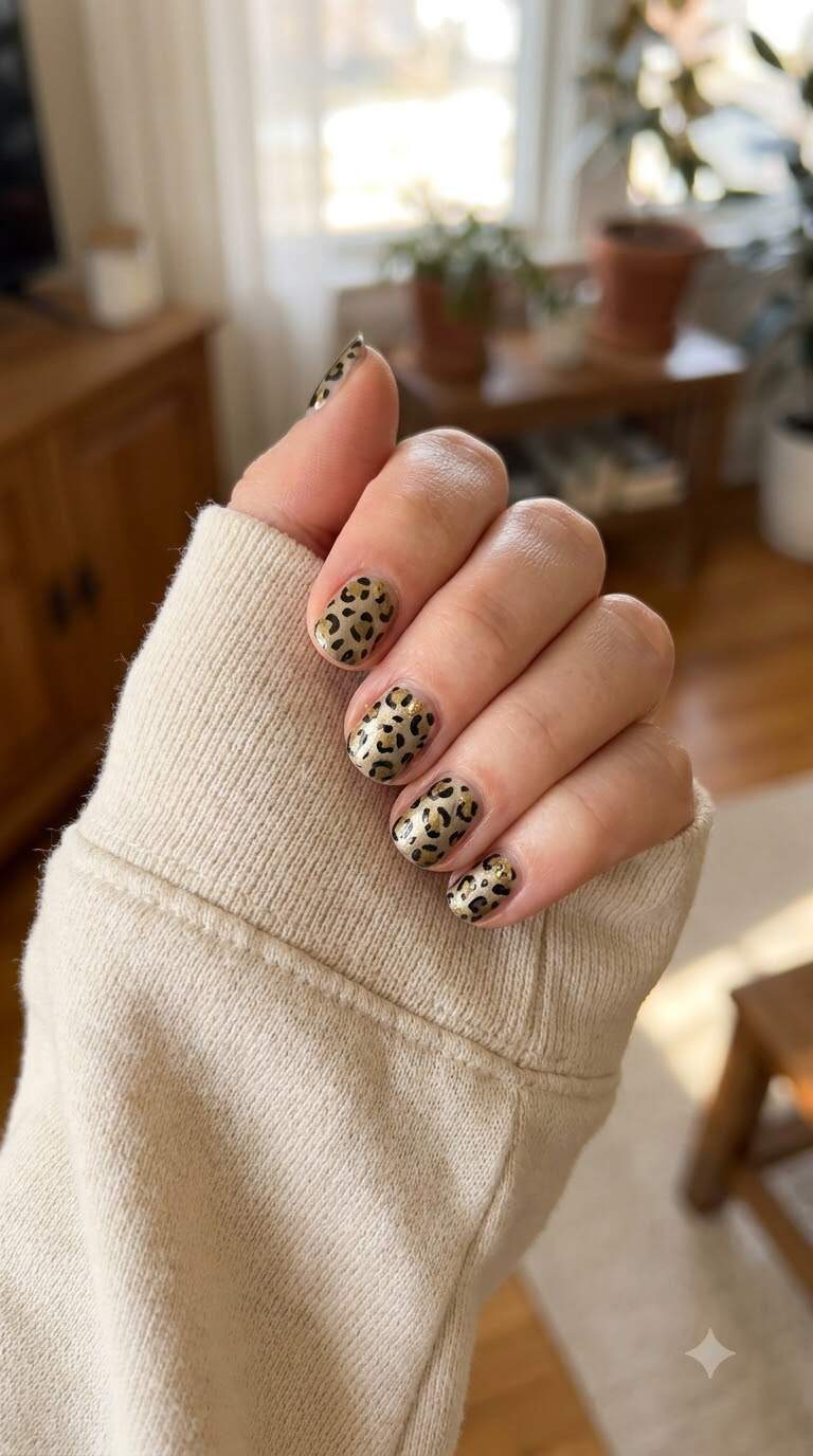 Vintage Leopard Nail Art