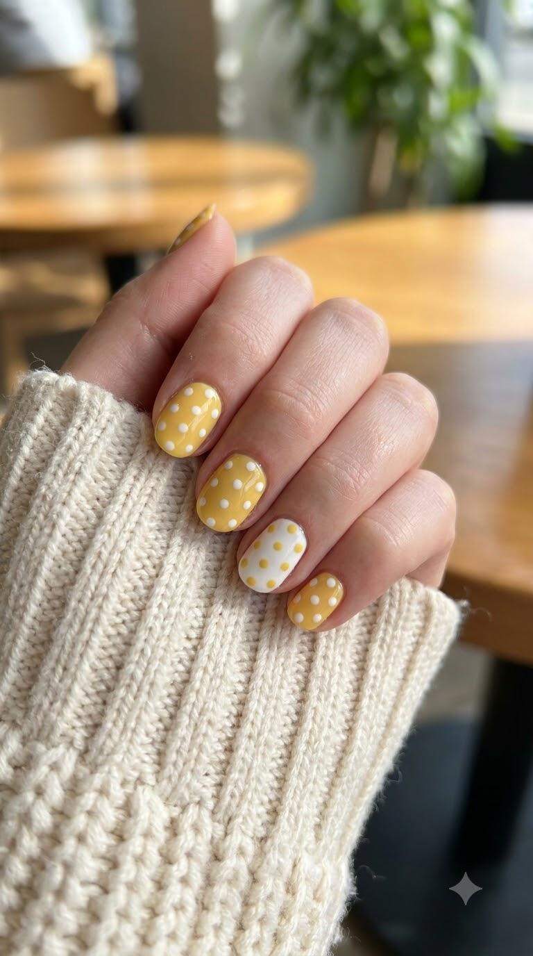 Yellow and White Polka Dot