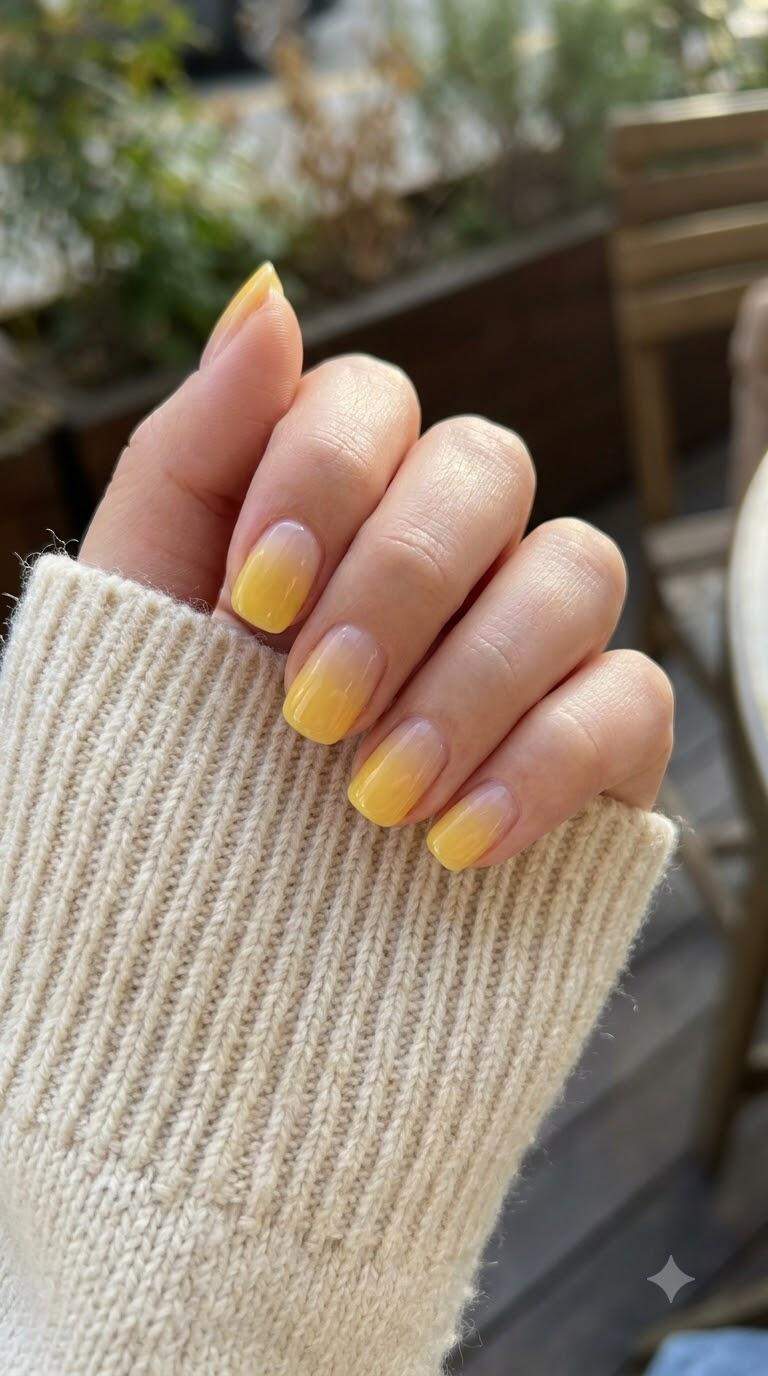 Yellow Ombre Gradient Sticker Nails